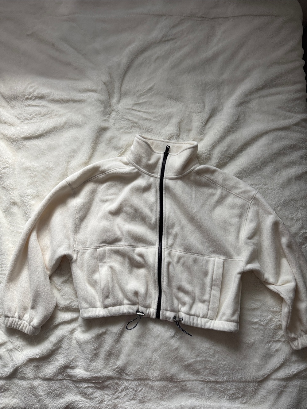 Cropped Cream Zip-Up Jacket + Sweatpants